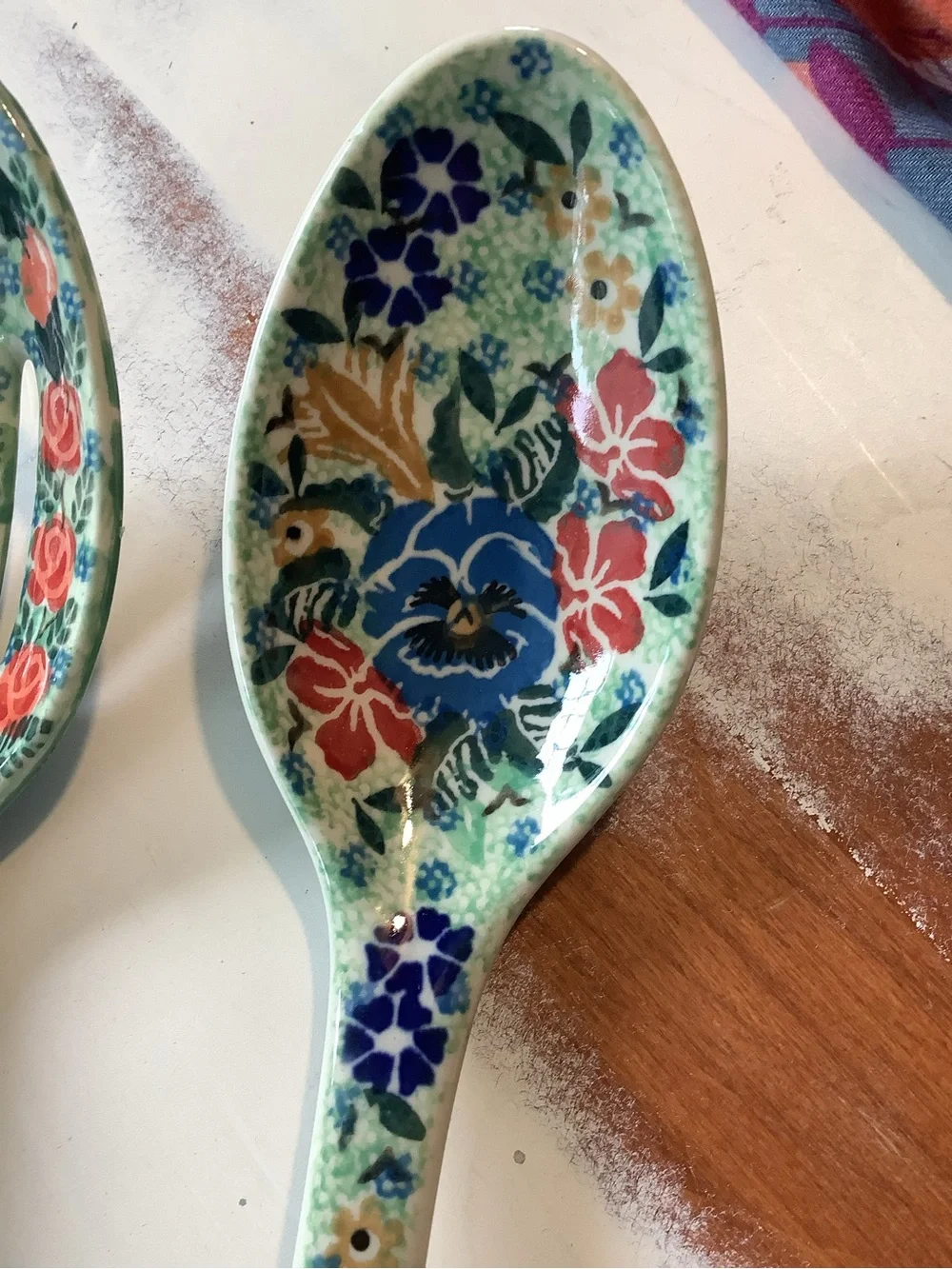 Lot Of 3 Three Polish Pottery UNIKAT serving Utensils Spoon 13”